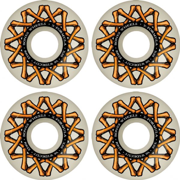 Bones Wheels XF X95 V6 Wide-Cut X-Bones Logo Skateboard Wheels - 53mm 95a (Set of 4)