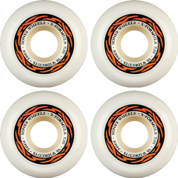 Bones Wheels XF X95 V6 Widecut Tribal White / Orange Skateboard Wheels - 54mm 95a (Set of 4) Bones Wheels XF X95 V6 Widecut Tribal White / Orange Skateboard Wheels - 54mm 95a (Set of 4)
