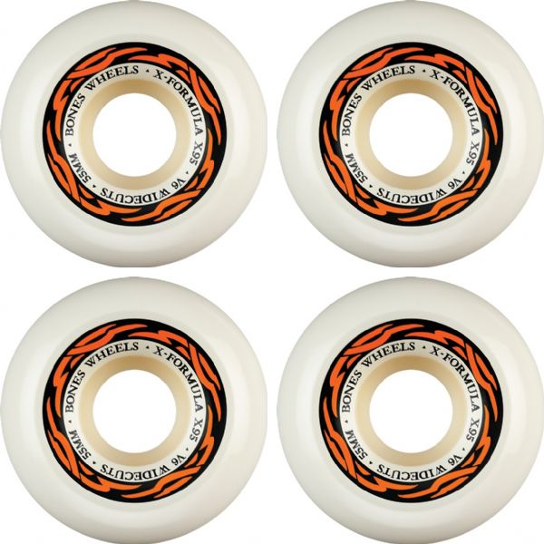Bones Wheels XF X95 V6 Widecut Tribal White / Orange Skateboard Wheels - 55mm 95a (Set of 4)