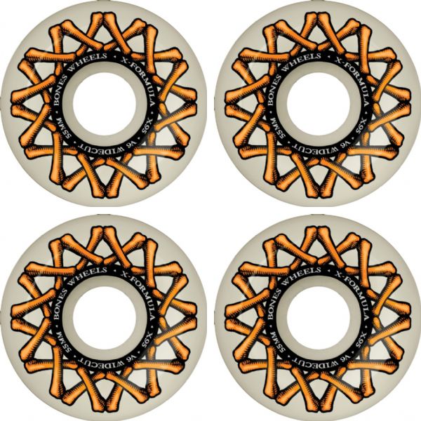 Bones Wheels XF X95 V6 Wide-Cut Bones Logo Skateboard Wheels - 55mm 95a (Set of 4)
