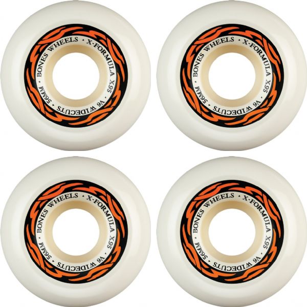 Bones Wheels XF X95 V6 Widecut Tribal White / Orange Skateboard Wheels - 56mm 95a (Set of 4)