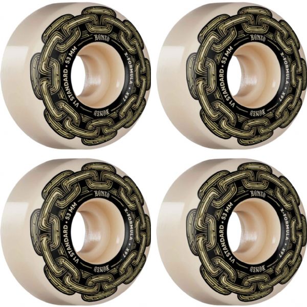 Bones Wheels X-Formula X97 V1 STD Gold Chain / Natural Skateboard Wheels - 53mm 97a (Set of 4)