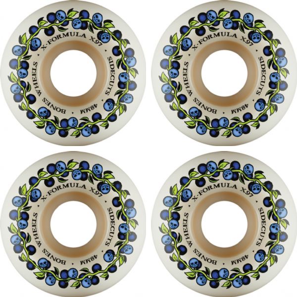 Bones Wheels XF X97 V5 Sidecut Skull Berries Natural Skateboard Wheels - 48mm 97a (Set of 4)