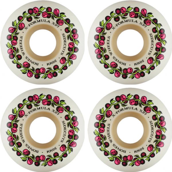 Bones Wheels XF X97 V5 Sidecut Skull Berries Natural Skateboard Wheels - 50mm 97a (Set of 4)