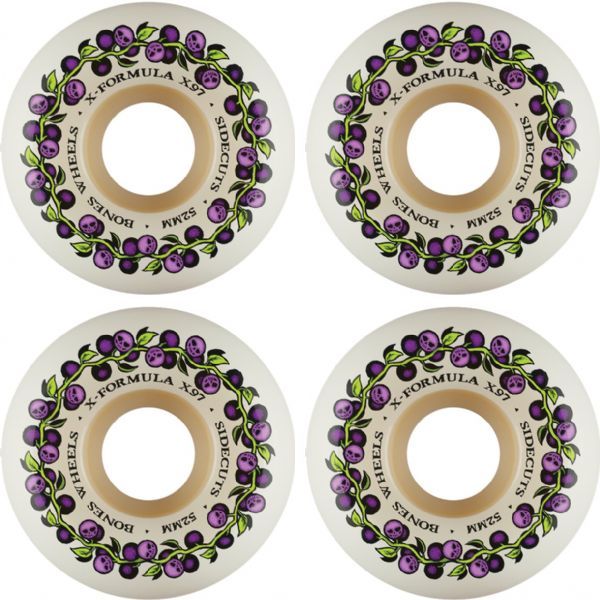 Bones Wheels XF X97 V5 Sidecut Skull Berries Natural Skateboard Wheels - 52mm 97a (Set of 4)