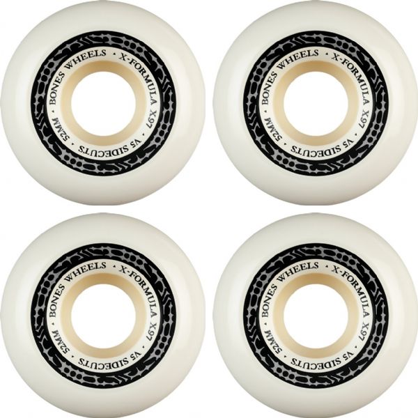 Bones Wheels XF X97 V5 Sidecut Tribal Tribal White / Silver Skateboard Wheels - 52mm 97a (Set of 4)