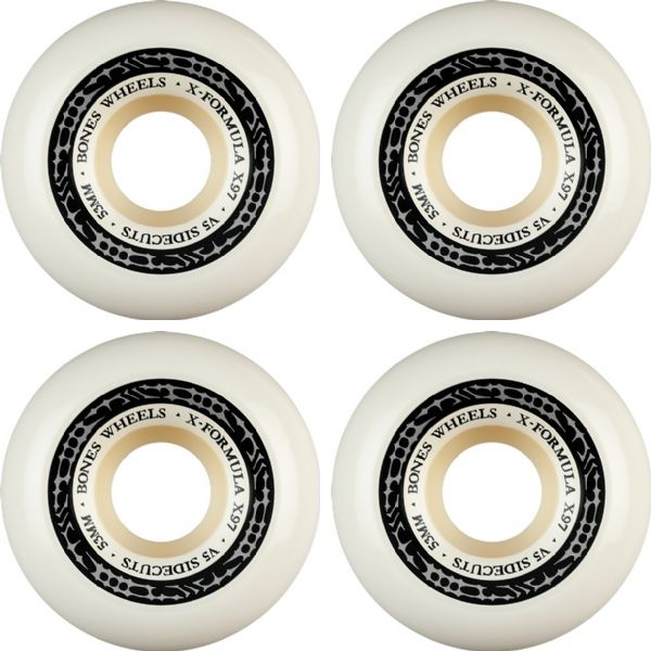 Bones Wheels XF X97 V5 Sidecut Tribal Tribal White / Silver Skateboard Wheels - 53mm 97a (Set of 4)
