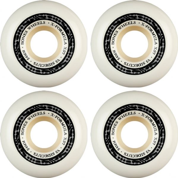 Bones Wheels XF X97 V5 Sidecut Tribal Tribal White / Silver Skateboard Wheels - 54mm 97a (Set of 4)