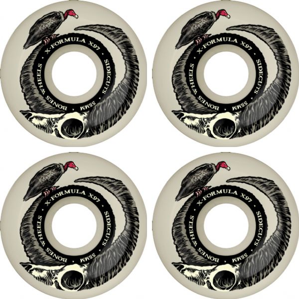 Bones Wheels XF X97 V5 Sidecut Floor Horns Natural Skateboard Wheels - 55mm 97a (Set of 4)