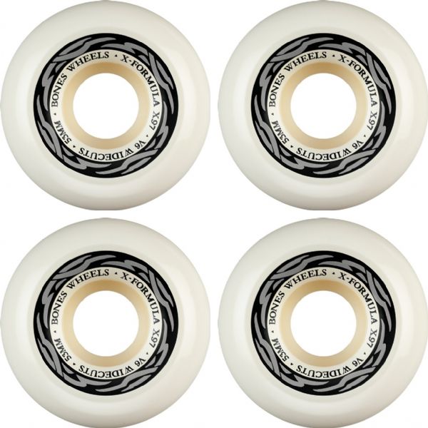 Bones Wheels XF X97 V6 Wide-Cut Sliver White / Silver Skateboard Wheels - 53mm 97a (Set of 4)