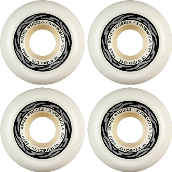 Bones Wheels XF X97 V6 Wide-Cut Sliver White / Silver Skateboard Wheels - 54mm 97a (Set of 4)