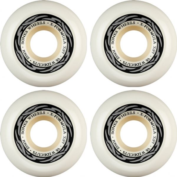 Bones Wheels XF X97 V6 Wide-Cut Sliver White / Silver Skateboard Wheels - 55mm 97a (Set of 4)