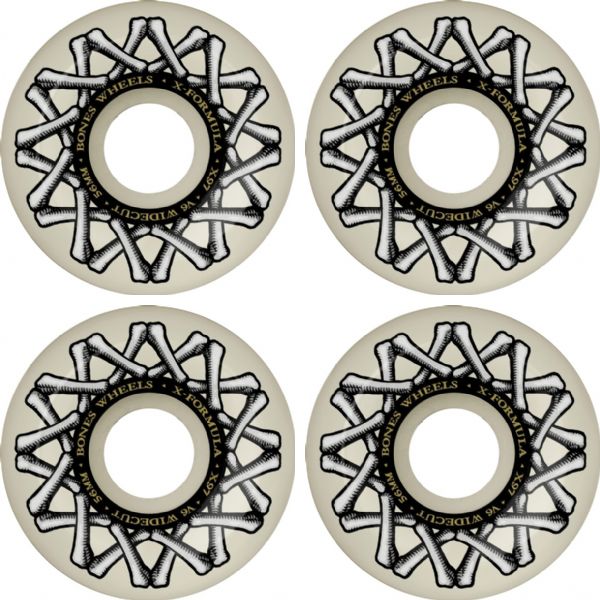 Bones Wheels XF X97 V6 Wide-Cut Bones Logo Skateboard Wheels - 56mm 97a (Set of 4)