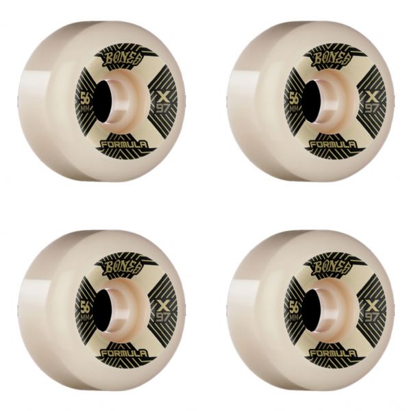 Bones Wheels X-Formula X97 V6 Wide Cut Xcell / Natural Skateboard Wheels - 56mm 97a (Set of 4)