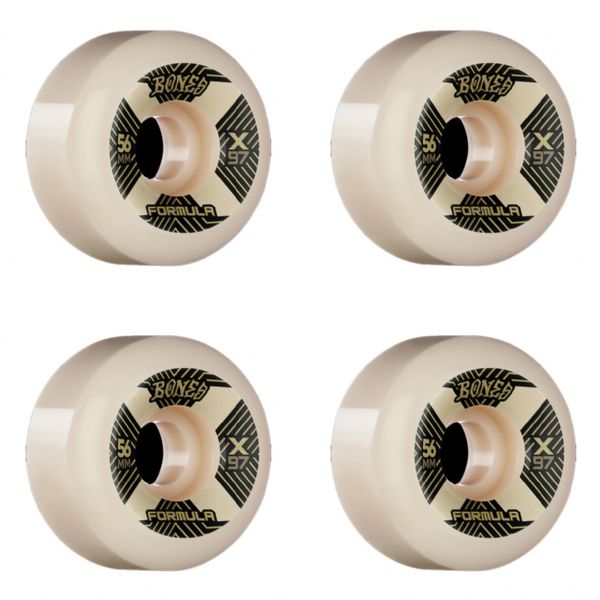 Bones Wheels X-Formula X97 V6 Wide Cut Xcell / Natural Skateboard Wheels - 56mm 97a (Set of 4)