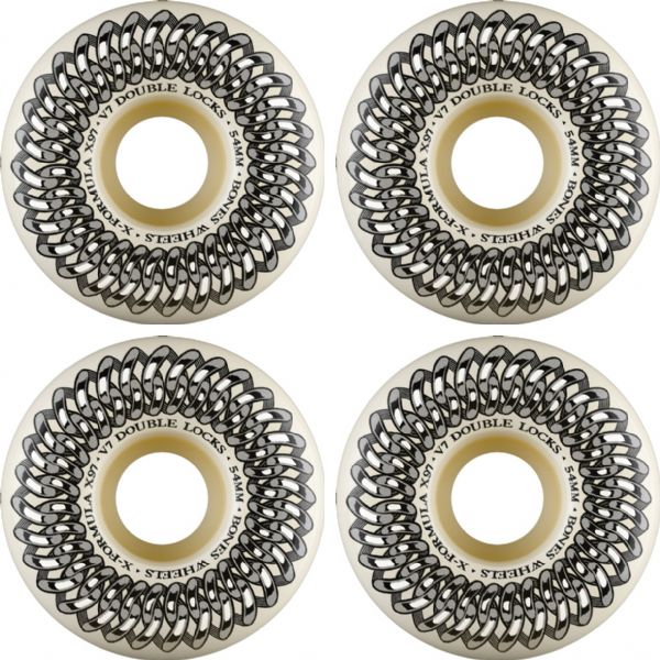 Bones Wheels XF X97 V7 Double-Lock White / Silver Skateboard Wheels - 54mm 97a (Set of 4)