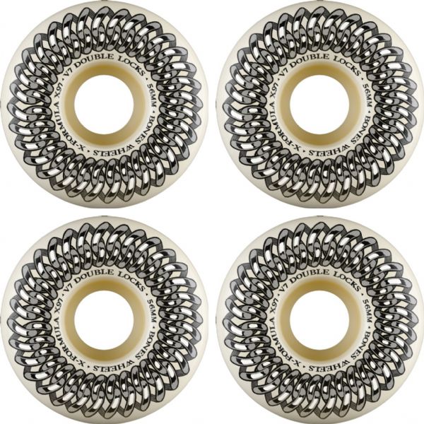 Bones Wheels XF X97 V7 Double-Lock White / Silver Skateboard Wheels - 56mm 97a (Set of 4)