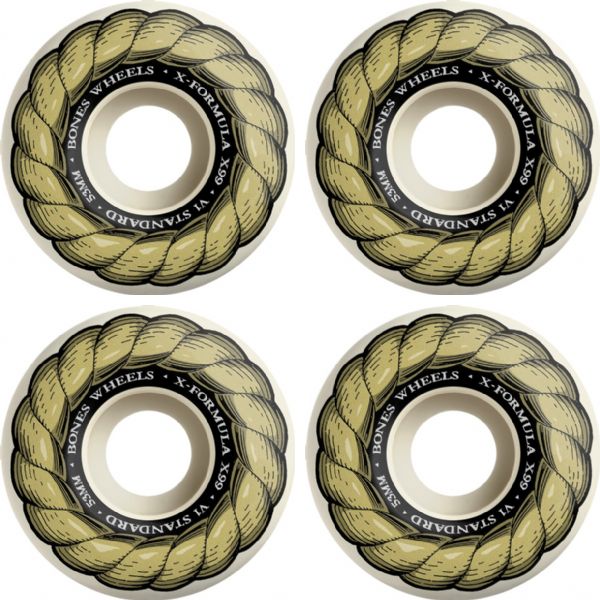 Bones Wheels XF X99 V1 STD Gold Chain Natural Skateboard Wheels - 53mm 99a (Set of 4)