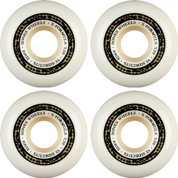 Bones Wheels XF X99 V5 Sidecuts Tribal White / Gold Skateboard Wheels - 52mm 99a (Set of 4) Bones Wheels XF X99 V5 Sidecuts Tribal White / Gold Skateboard Wheels - 52mm 99a (Set of 4)