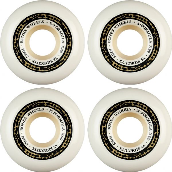 Bones Wheels XF X99 V5 Sidecuts Tribal White / Gold Skateboard Wheels - 53mm 99a (Set of 4) Bones Wheels XF X99 V5 Sidecuts Tribal White / Gold Skateboard Wheels - 53mm 99a (Set of 4)
