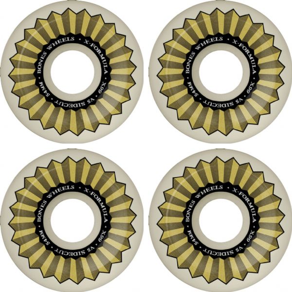 Bones Wheels XF X99 V5 Sidecut Banks Logo Natural Skateboard Wheels - 54mm 99a (Set of 4)