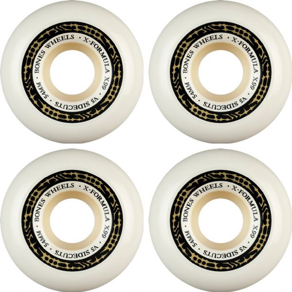 Bones Wheels XF X99 V5 Sidecuts Tribal White / Gold Skateboard Wheels - 54mm 99a (Set of 4) Bones Wheels XF X99 V5 Sidecuts Tribal White / Gold Skateboard Wheels - 54mm 99a (Set of 4)