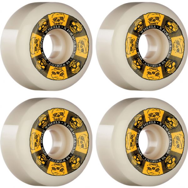 Bones Wheels X-Formula X99 V6 Wide Cut Black / Gold / Natural Skateboard Wheels - 54mm 99a (Set of 4)