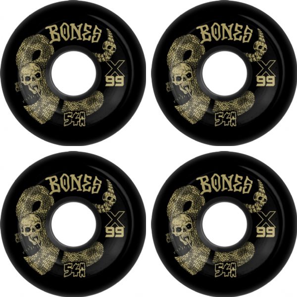 Bones Wheels XF X99 V6 Wide-Cut Death Venom Black Skateboard Wheels - 54mm 99a (Set of 4)
