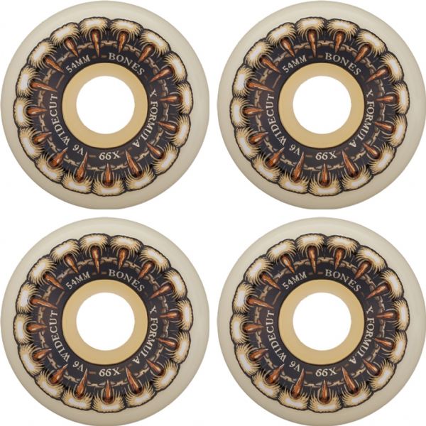 Bones Wheels X-Formula X99 V6 Wide Cut Grippin Wolf / Natural Skateboard Wheels - 54mm 99a (Set of 4)