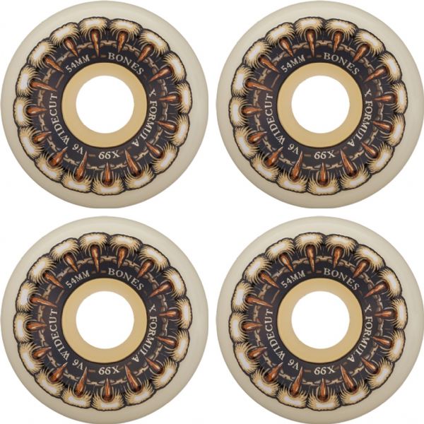 Bones Wheels X-Formula X99 V6 Wide Cut Grippin Wolf / Natural Skateboard Wheels - 54mm 99a (Set of 4)