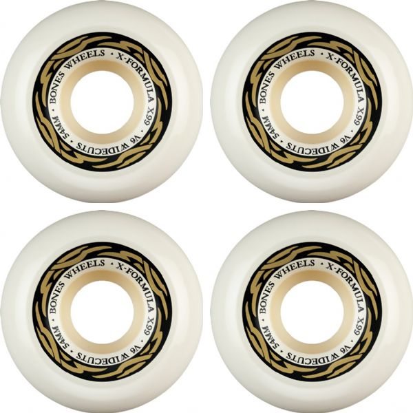 Bones Wheels XF X99 V6 Wide-Cut Silver White / Gold Skateboard Wheels - 54mm 99a (Set of 4) Bones Wheels XF X99 V6 Wide-Cut Silver White / Gold Skateboard Wheels - 54mm 99a (Set of 4)