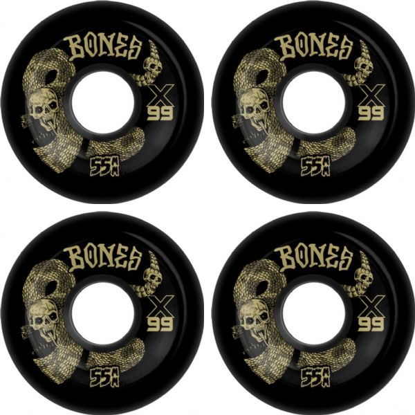 Bones Wheels XF X99 V6 Wide-Cut Death Venom Black Skateboard Wheels - 55mm 99a (Set of 4)