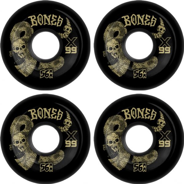 Bones Wheels XF X99 V6 Wide-Cut Death Venom Black Skateboard Wheels - 56mm 99a (Set of 4)
