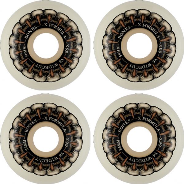 Bones Wheels X-Formula X99 V6 Wide Cut Grippin Wolf / Natural Skateboard Wheels - 56mm 99a (Set of 4)