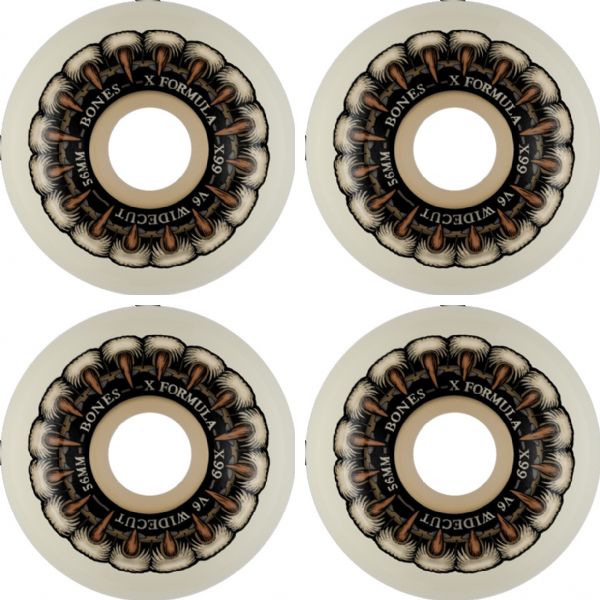 Bones Wheels X-Formula X99 V6 Wide Cut Grippin Wolf / Natural Skateboard Wheels - 56mm 99a (Set of 4)