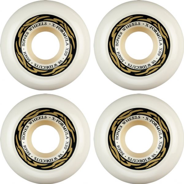 Bones Wheels XF X99 V6 Wide-Cut Silver White / Gold Skateboard Wheels - 56mm 99a (Set of 4) Bones Wheels XF X99 V6 Wide-Cut Silver White / Gold Skateboard Wheels - 56mm 99a (Set of 4)