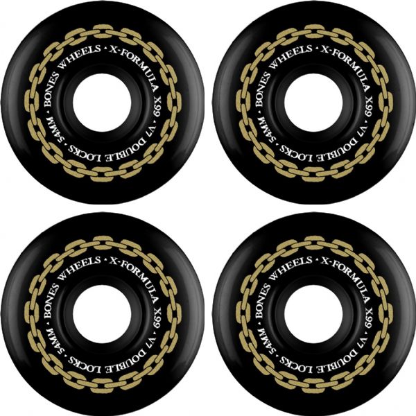 Bones Wheels XF X99 V7 Double-Lock Black / Gold Skateboard Wheels - 54mm 99a (Set of 4)