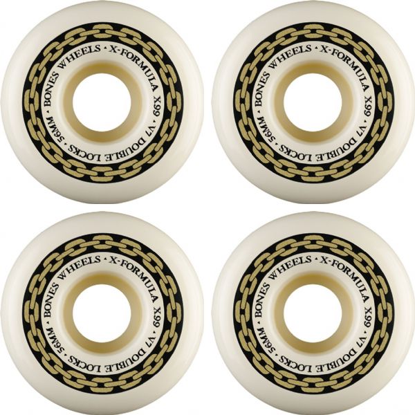 Bones Wheels XF X99 V7 Double-Lock Chain Black / Gold Skateboard Wheels - 56mm 99a (Set of 4) Bones Wheels XF X99 V7 Double-Lock Chain Black / Gold Skateboard Wheels - 56mm 99a (Set of 4)