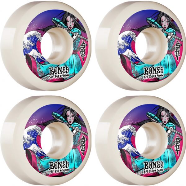 Bones Wheels Sky Brown SPF P5 Warrior White Skateboard Wheels - 56mm 84b (Set of 4)