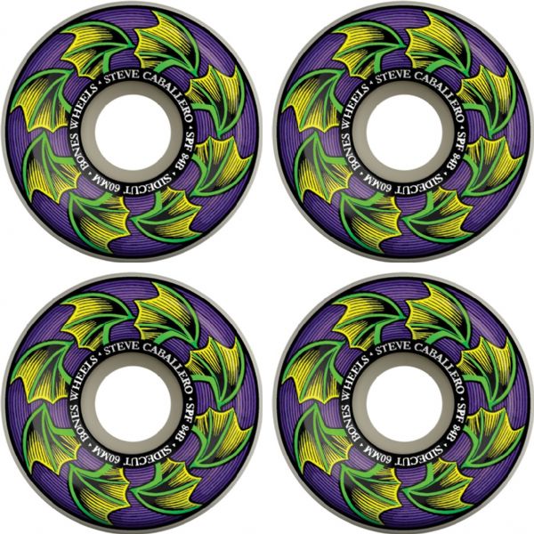 Bones Wheels Steve Caballero SPF V5 Sidecut Bat Wings White Skateboard Wheels - 60mm 84b (Set of 4)