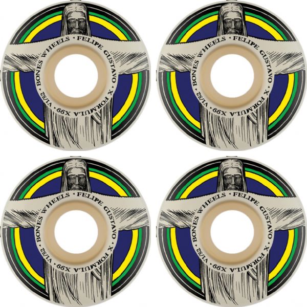 Bones Wheels Filipe Gustavo XF V1 Redeemer Natural Skateboard Wheels - 52mm 99a (Set of 4)