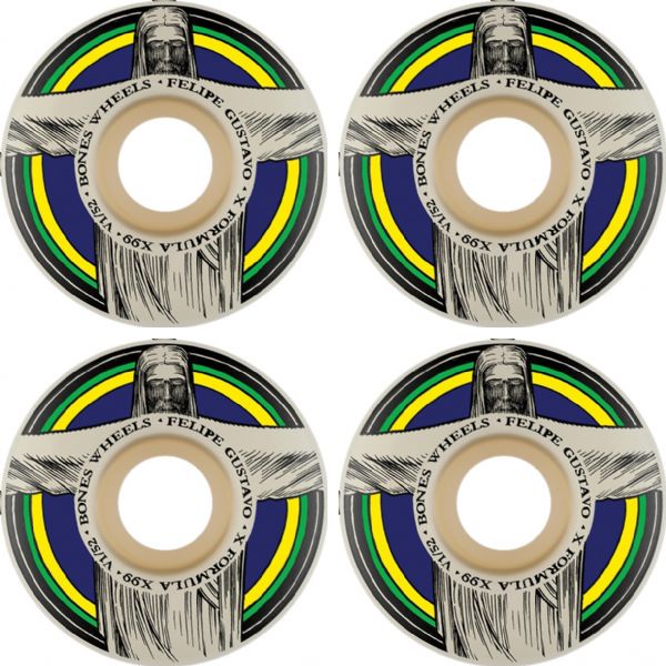 Bones Wheels Filipe Gustavo XF V1 Redeemer Natural Skateboard Wheels - 52mm 99a (Set of 4)