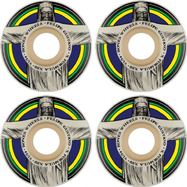 Bones Wheels Filipe Gustavo XF V1 Redeemer Natural Skateboard Wheels - 54mm 99a (Set of 4)