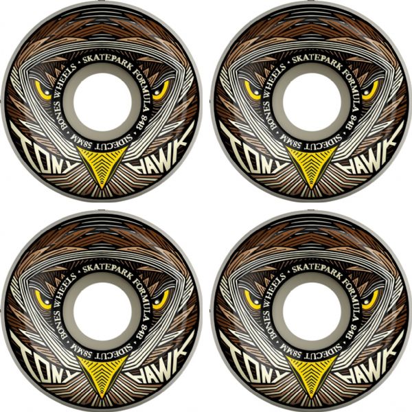 Bones Wheels Tony Hawk SPF V5 Sidecut Night Hawk White Skateboard Wheels - 58mm 84b (Set of 4)