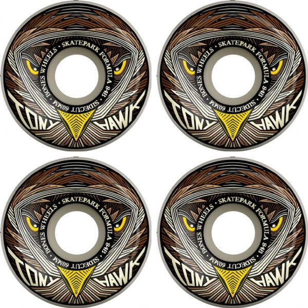 Bones Wheels Tony Hawk SPF V5 Sidecut Night Hawk White Skateboard Wheels - 60mm 84b (Set of 4)