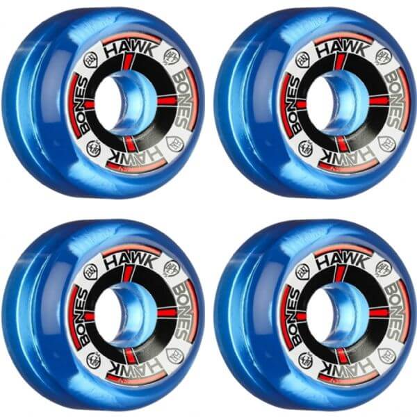 Bones Wheels Tony Hawk Pro SPF T-Bone Transparent Blue Skateboard Wheels - 60mm 84b (Set of 4)