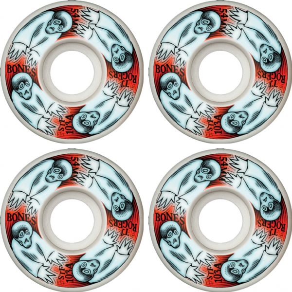 Bones Wheels TJ Rogers STF V3 Whirling Specters White Skateboard Wheels - 54mm 103a (Set of 4)