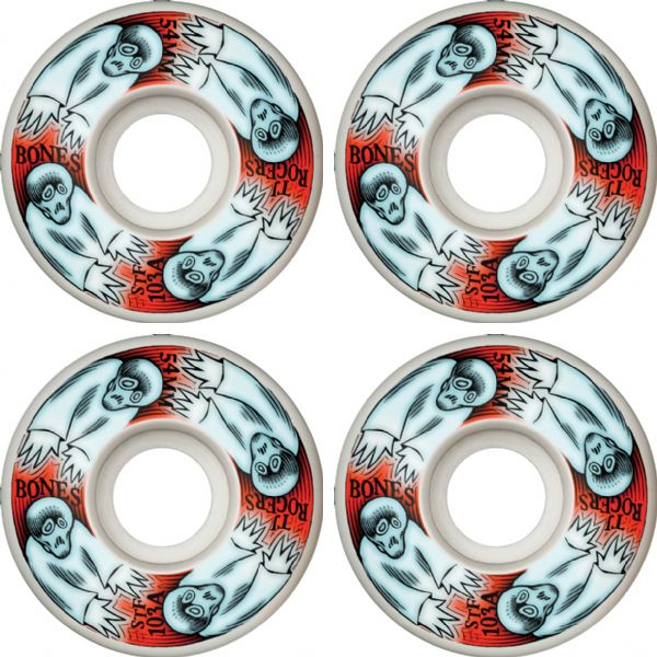 Bones Wheels TJ Rogers STF V3 Whirling Specters White Skateboard Wheels - 54mm 103a (Set of 4)