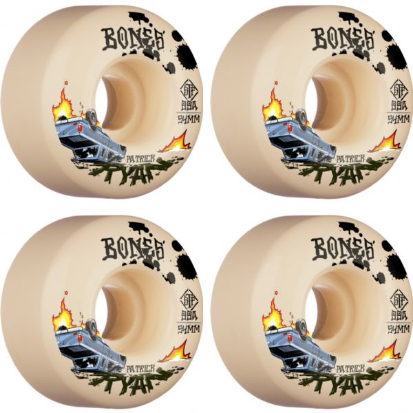 Bones Wheels Patrick Ryan STF V4 Crash & Burn Natural Skateboard Wheels - 54mm 99a (Set of 4)