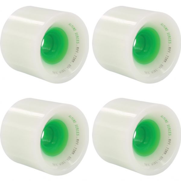 Blood Orange Alpine White / Green Skateboard Wheels - 73mm 80a (Set of 4)